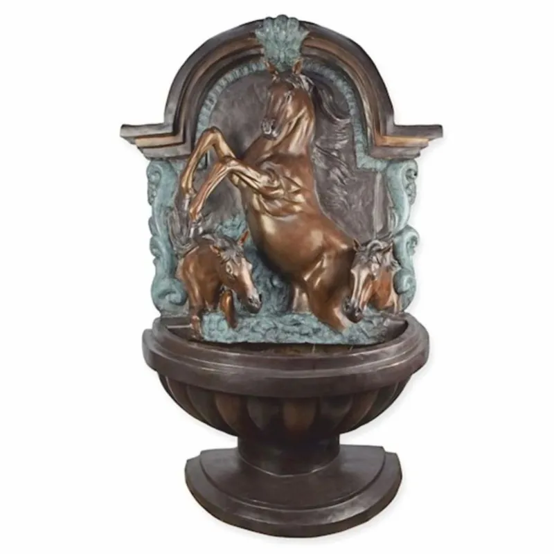 Casa Padrino fontaine murale baroque en bronze chevaux H. 176 cm - Accessoires de jardin baroques Markenprodukt