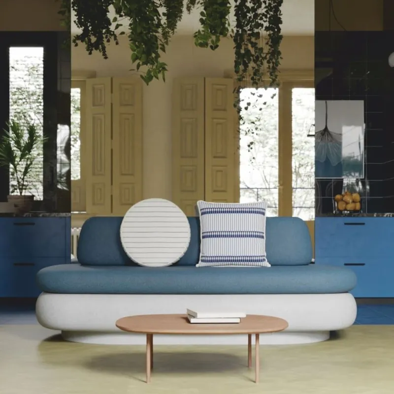 Casa Padrino canapé de luxe en béton blanc / bleu 188 cm - Canapé de jardin Rabatt