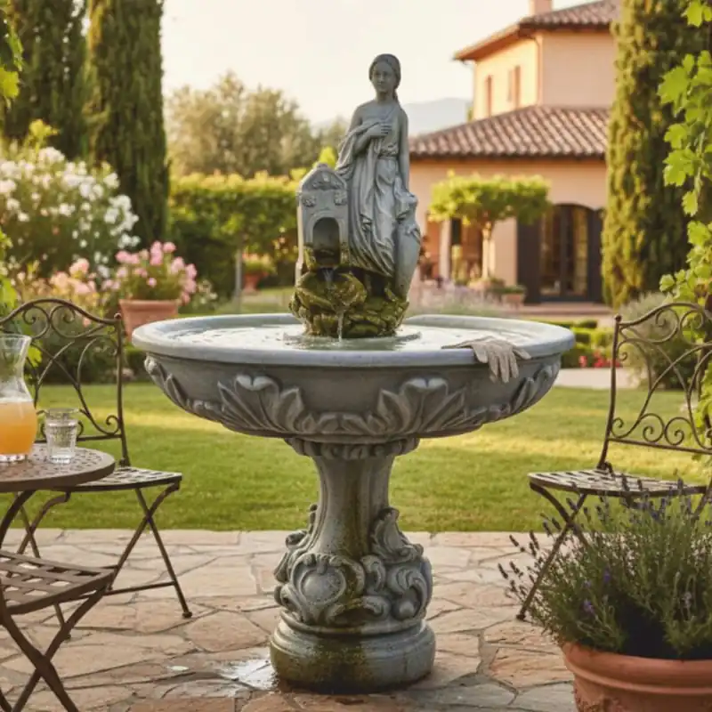 Begrenztes Angebot Casa Padrino Fontaine Baroque Gris Ø 108 x H. 150 cm - Fontaine de Jardin de Style Baroque