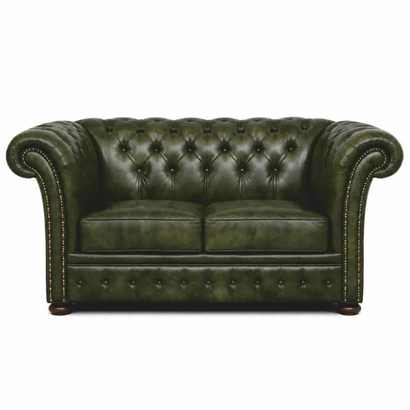 Casa Padrino canapé Chesterfield 2 places de luxe en cuir vert foncé vintage / marron foncé 170 cm Sale