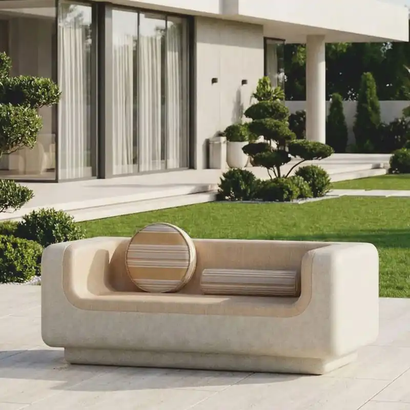 Letzte Chance Casa Padrino canapé de luxe crème / beige 180 cm - Canapé en béton résistant aux intempéries