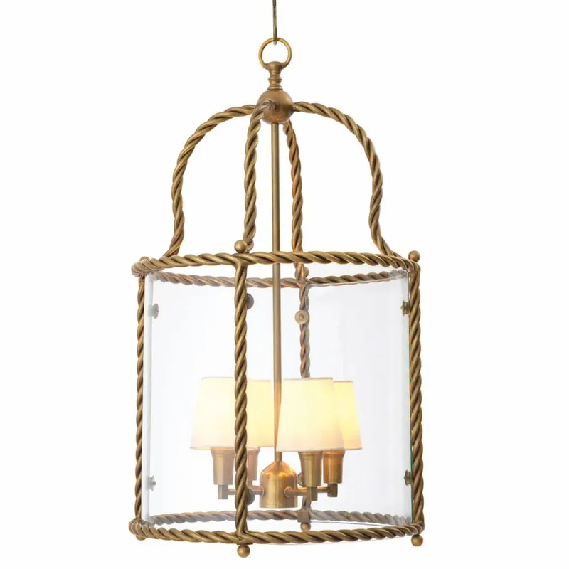 Casa Padrino lampe suspendue de luxe laiton vintage / blanc H. 72,5 cm - Qualité de luxe Versand Am Gleichen Tag