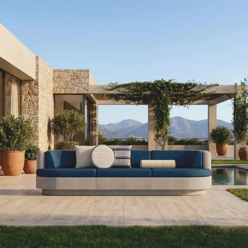 Casa Padrino canapé de luxe en béton gris / bleu 294 cm - Canapé de salon et de jardin Garantierte Lieferung