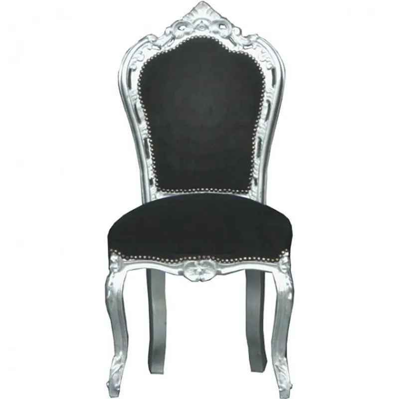 Casa Padrino Barocco Cena Chair Nero / Argento - Mobili Heißes Angebot