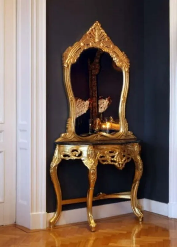 Casa Padrino consolle specchio barocco oro con piano in marmo - Consolle con specchio Top-Preis