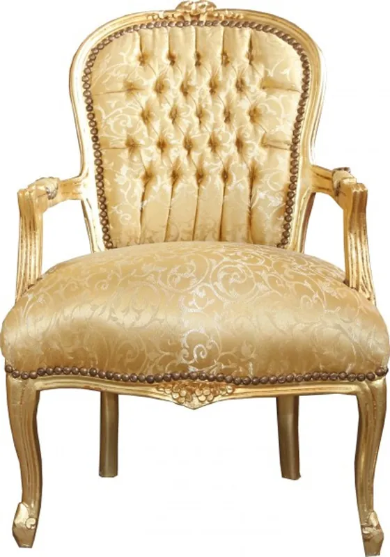Highlight Casa Padrino Barocco Salon Chair Gold pattern / Oro