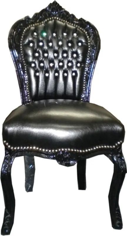 Sonderangebot Barocco Cena Chair nero / pelle nera sguardo Bling Bling