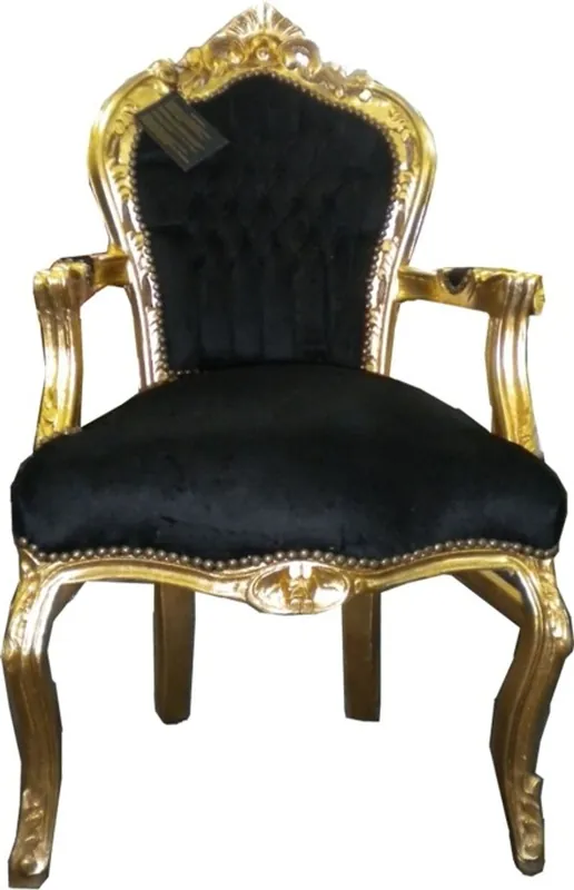 Super-Preis Barocco Cena Chair nero / oro con braccioli