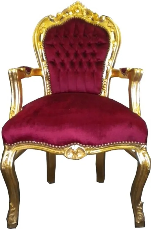 Heißes Angebot Barocco Cena Chair Bordeaux / oro con braccioli
