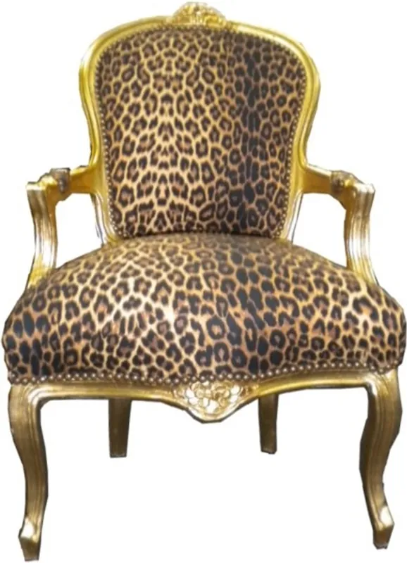 Neu Im Sortiment Barocco Salon Chair Leopard / Oro