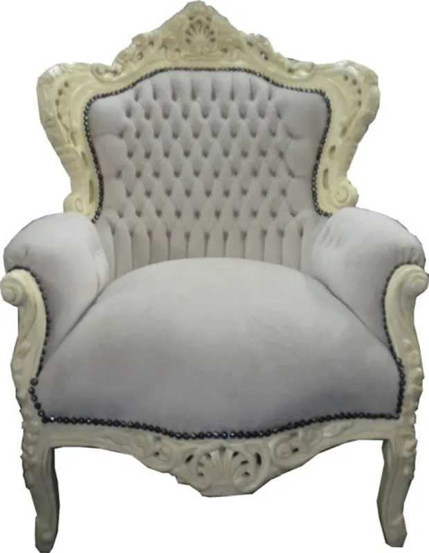 Baroque Armchair "King" Creme / Cream Velvet Preiswert