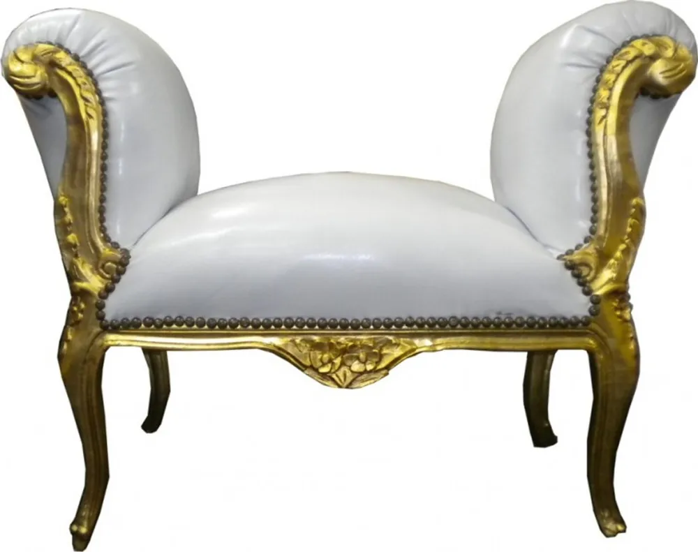 Heißes Angebot Casa Padrino barocco Sgabello bianco / oro - panca
