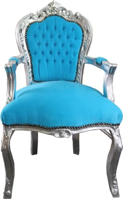 Barocco Cena Chair turchese / argento con braccioli Sichere Zahlung