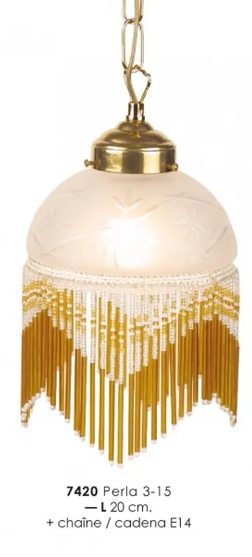 Super-Preis Sospensione in stile country con frangia di vetro 7420 15/03 lampada Crema