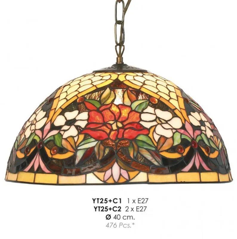 Letzte Chance Casa Padrino Lampada a Sospensione Tiffany Ø 40 cm - Lampada a Sospensione Tiffany Fatta a Mano