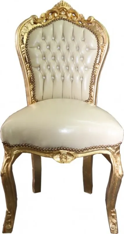 Barocco Cena Chair Creme / oro con Bling Bling Bling Stones - Limited Edition Sale