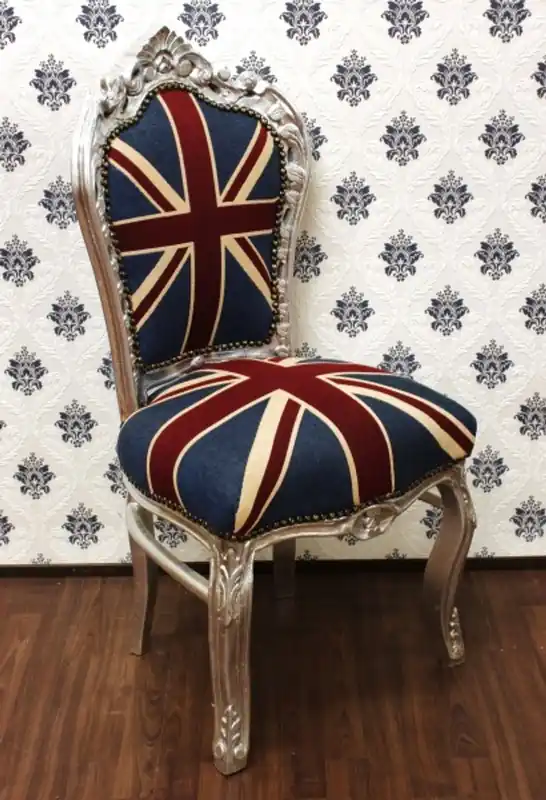 Neue Kollektion Casa Padrino Barocco Cena Chair Union Jack / Argento