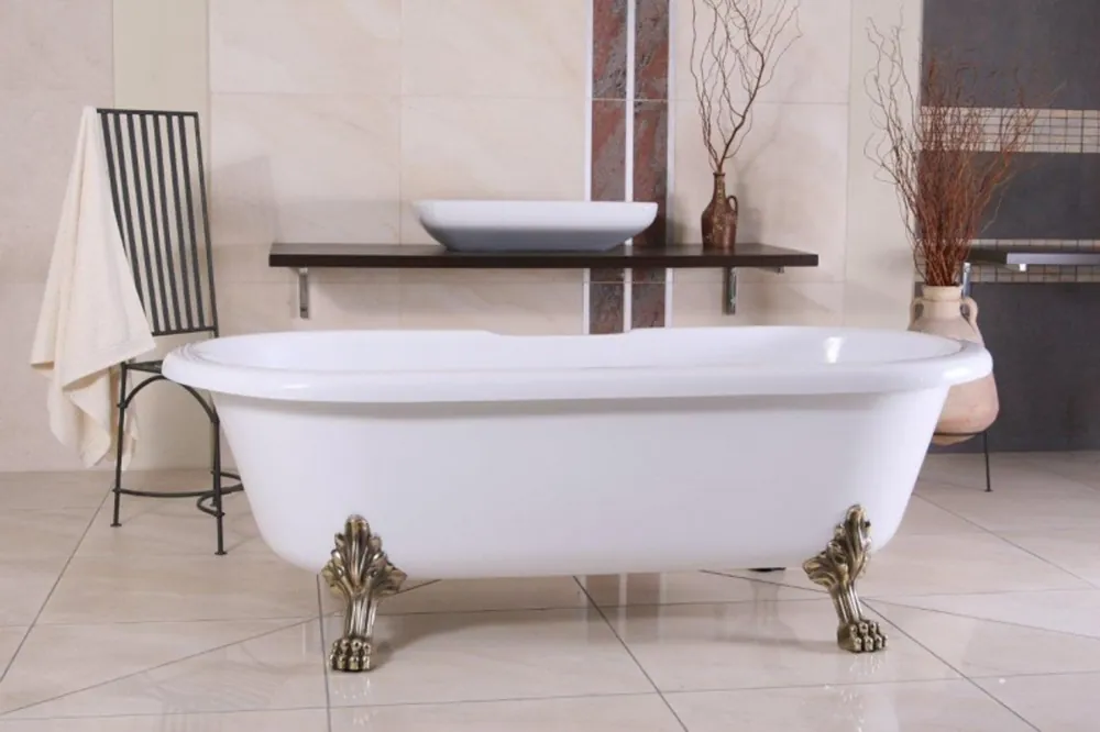 Bestseller Staccata di lusso bagno Nouveau Milano Bianco / Old Gold - Barocco Vasca da bagno Freestanding