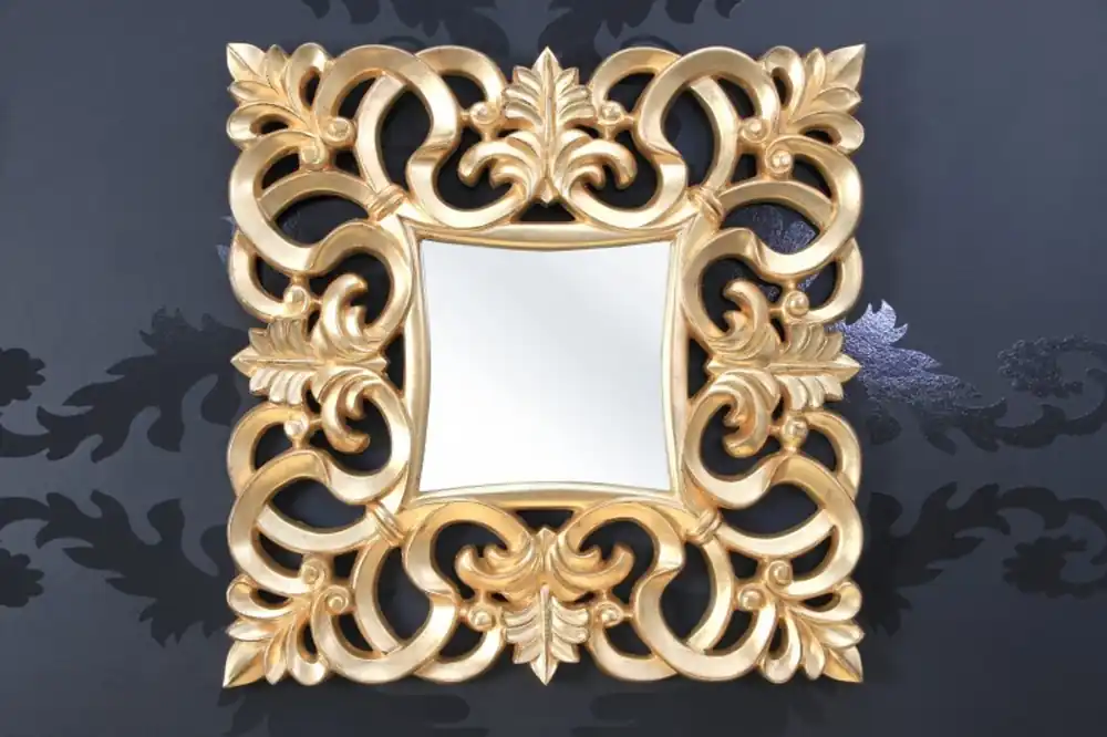 Specchio da parete barocco diviso 76 x 76 cm oro - specchio dorato Barock Wandspiegel Gold Antik, Höhe 76 cm, Breite 76 cm, Edel & Prunkvoll Finale Aktion