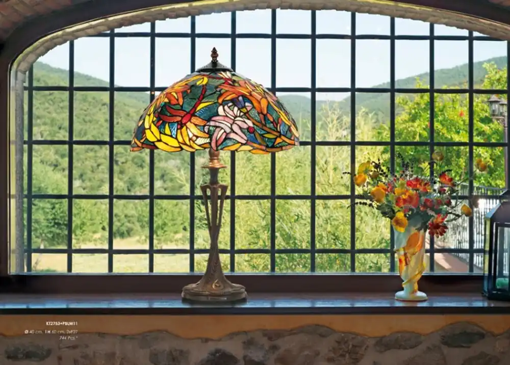 Preisknaller Lampada sgabello Tiffany altezza 60 cm, diametro 40 cm, lampada a luce