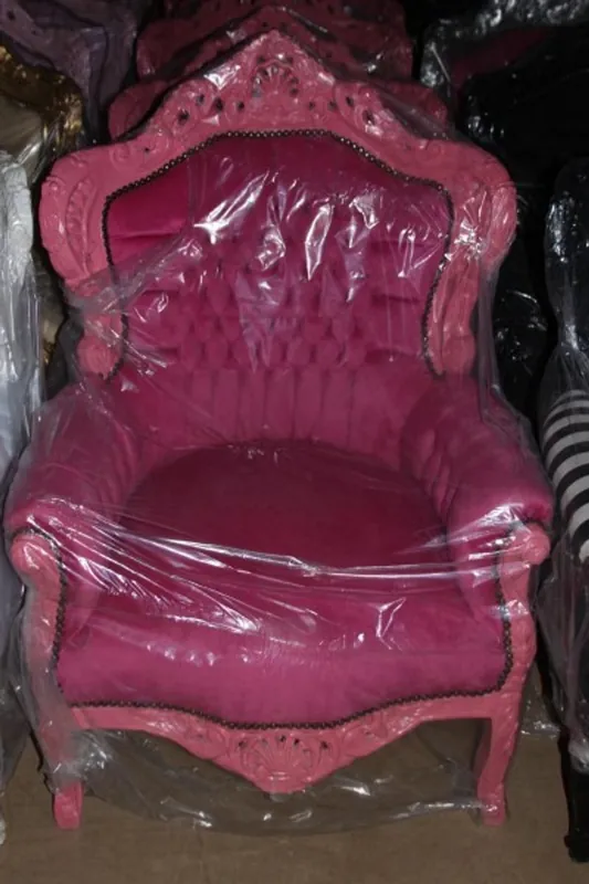 Aktuell Casa Padrino Baroque Armchair King Pink / Black with Bling Rhinestones