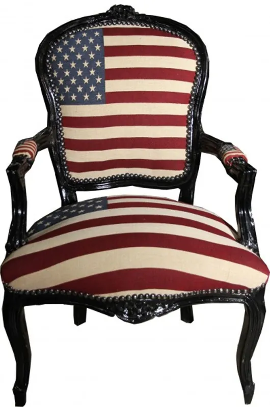 Casa Padrino barocco Salon Chair US disegno / nero - Stati Uniti d'America Stile Neuheit