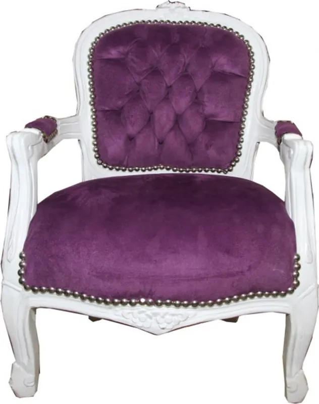 Preisreduziert Casa Padrino Baroque Salon Chair Purple / White - Children's Furniture