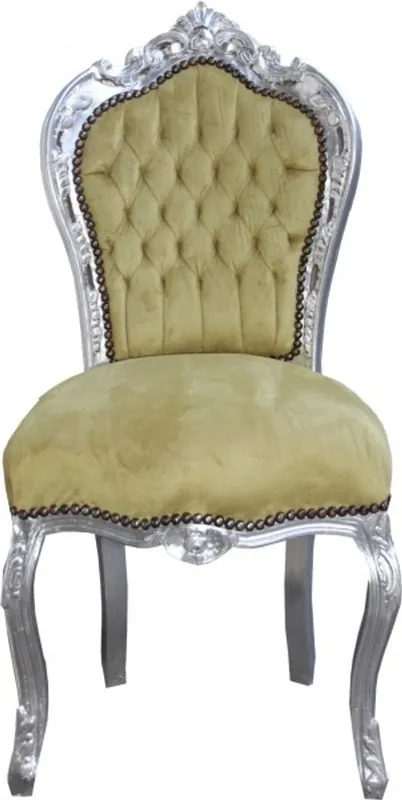 Mega-Angebot Casa Padrino Barocco Cena Chair di giada verde / argento aspetto antico - stile antico Mobili