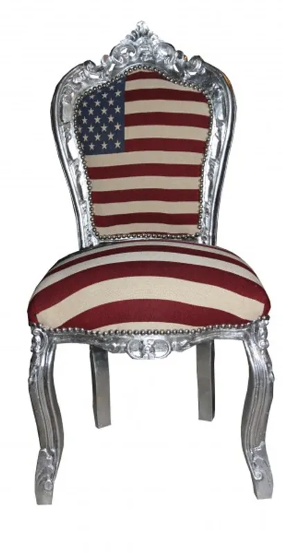 Casa Padrino Barocco Cena Sedia Design USA / Argento Neu