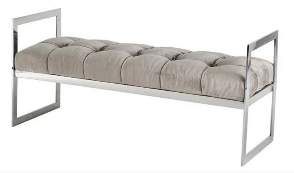 Casa Padrino lusso sgabello seduta chesterfield feci grigio / Chrome - suite mobili camera da letto soggiorno - collezione di lusso Solange Der Vorrat Reicht
