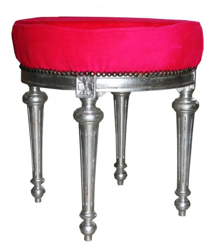 Online Kaufen Casa Padrino barocco Sgabello / Sgabello tondo rosa / argento