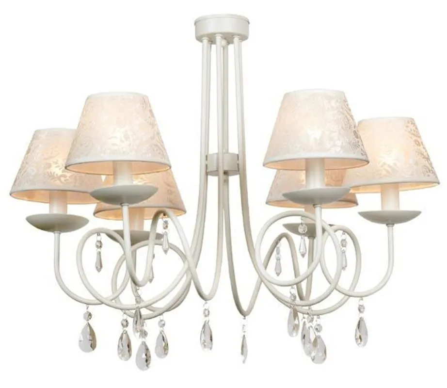 Abverkauf Casa Padrino Baroque chandelier with glass crystals, White, 6 burner gas chandeliers, diameter 62 cm