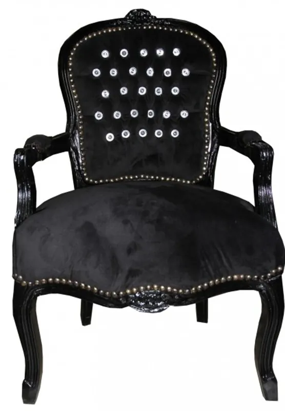 Sale Casa Padrino barocco Salon Chair nero / nero con strass Bling Bling Mod1