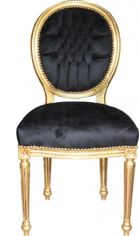 Neue Kollektion Casa Padrino Barocco Cena Chair Nero / Oro / Mod2 / rotonda