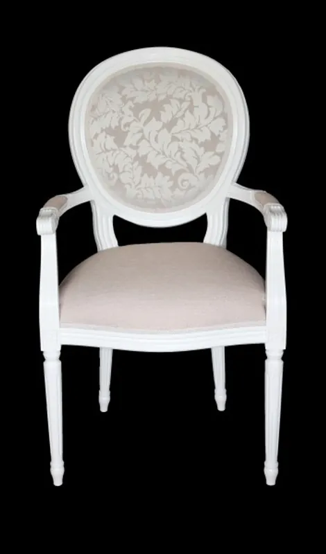 Casa Padrino Barocco Cena Sedia con braccioli Crema / Bianco - Sedia design - qualità di lusso Markenprodukt