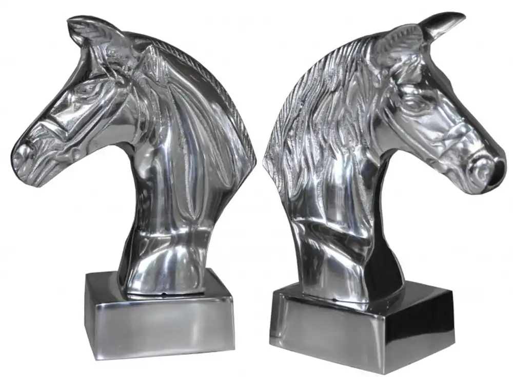 Preisreduziert Casa Padrino luxury bookends horse aluminum heads on base - Bookend - Book End Horsehead Horsehead