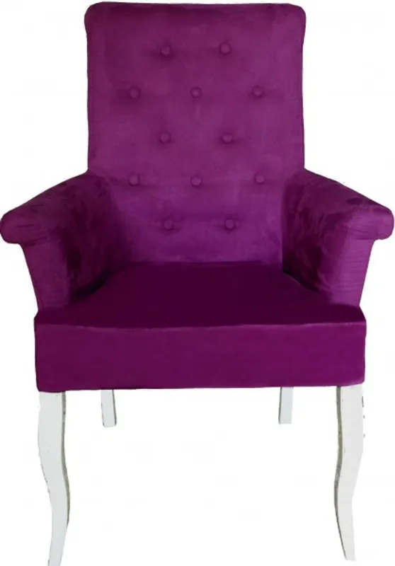 Casa Padrino sedia viola / bianco con il bracciolo - arredi barocchi Highlight