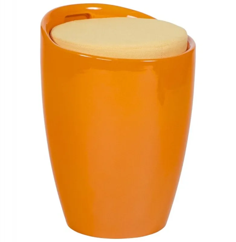Markenprodukt Casa Padrino design sgabello arancione imbottito sedile e lo spazio di archiviazione sotto il sedile