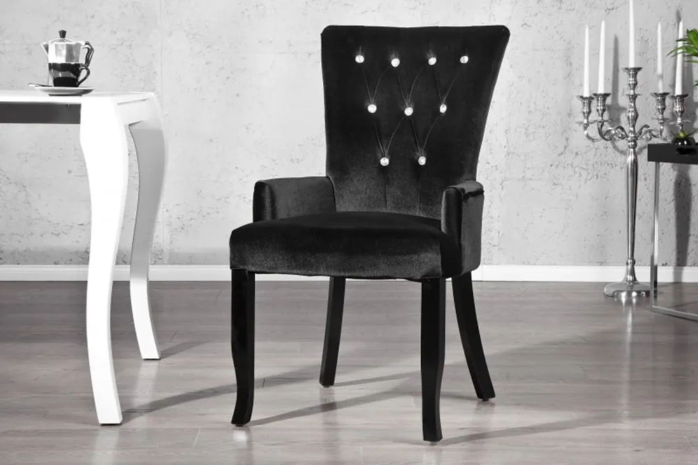 Top-Preis Casa Padrino di lusso sedia con braccioli e strass, nero Mod2 - Mobili in stile barocco