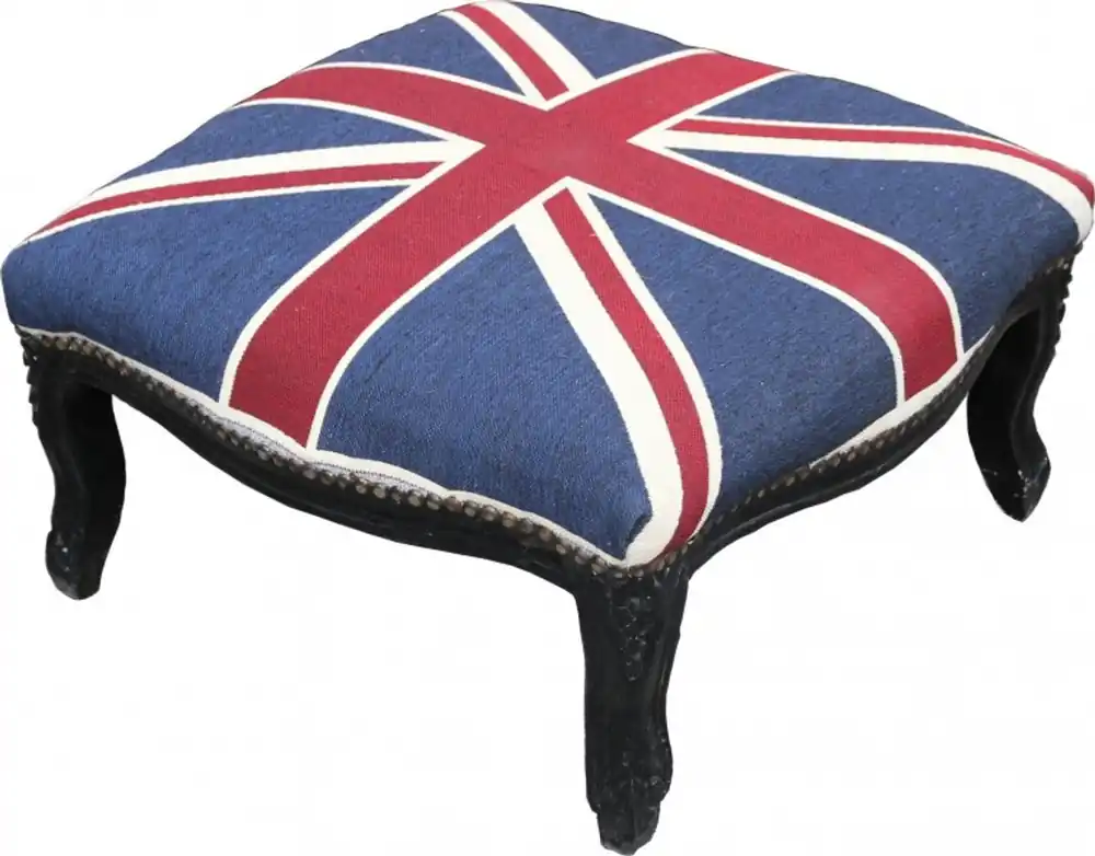 Versand Am Gleichen Tag Stile antico Inghilterra - Casa Padrino barocco XXL ottoman Union Jack / nero - sgabello english flag