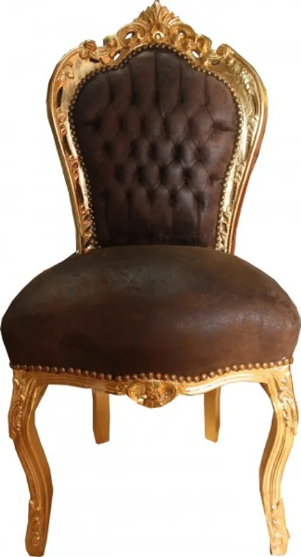 Aktuell Similpelle Casa Padrino barocco Cena presidenza del Brown / Gold - Mobili