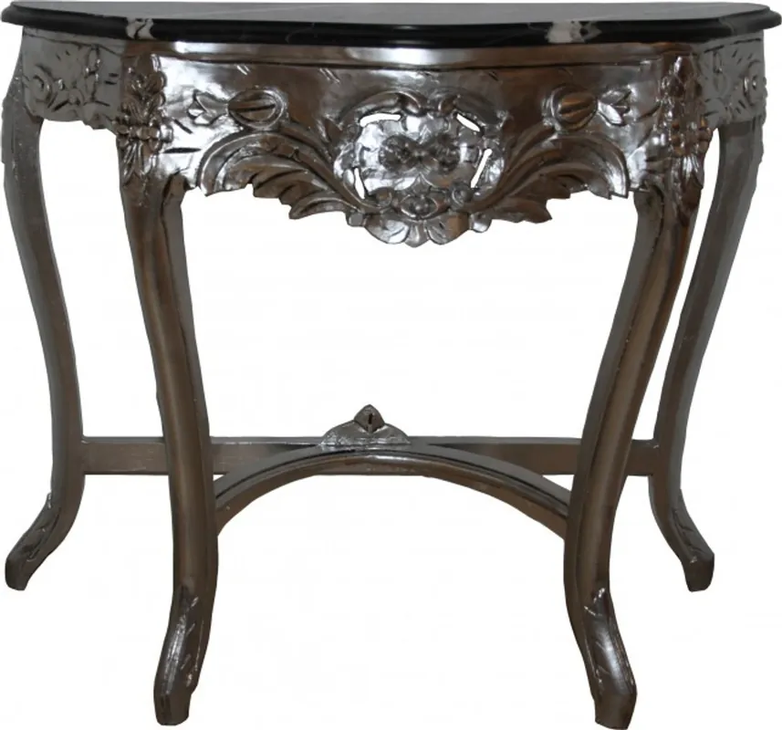 Bestpreis Casa Padrino consolle barocco con piano in marmo argento / nero - Mobili barocchi
