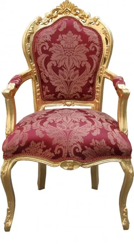 Modello Casa Padrino barocco Cena Chair Bordeaux / oro con braccioli - Edizione Limitata Sonderangebot