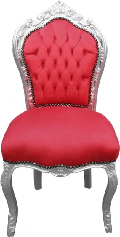 Beliebt Casa Padrino Barocco Cena Chair rosso / argento senza braccioli