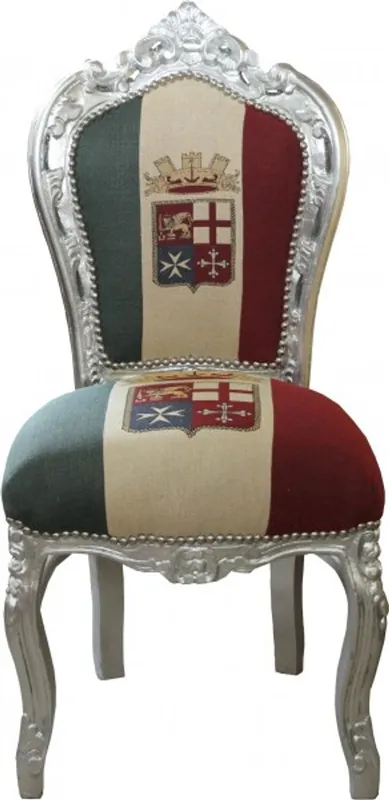 Heißes Angebot Casa Padrino Barocco Cena Chair Italia / argento in stile antico Casa Padrino Baroque Dinner Chair Italy / Silver Antique Style
