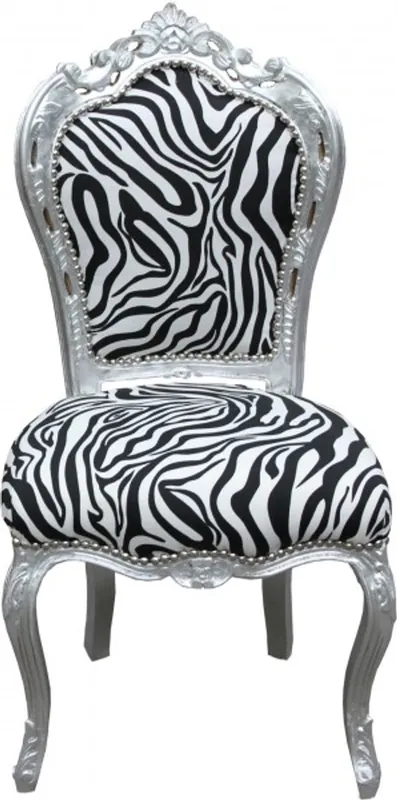 Angebot Casa Padrino Barocco Cena sedia Zebra / Argento Mod2 - Mobili - Mobili in stile barocco