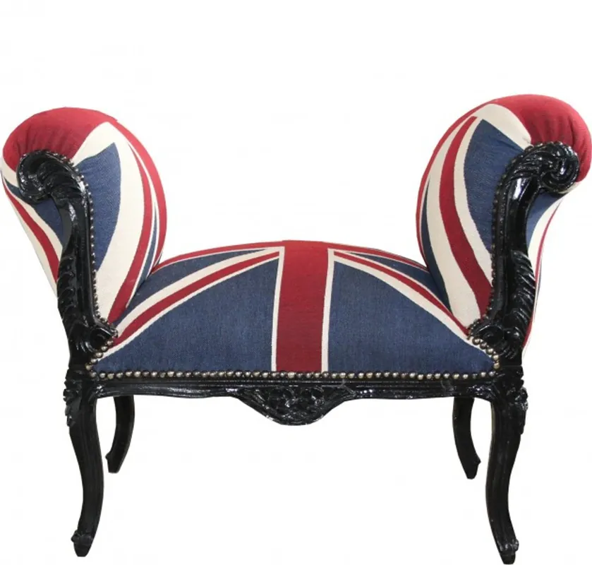 Sgabello Casa Padrino barocco Sgabello Union Jack / Nero - Sede Neu Im Sortiment