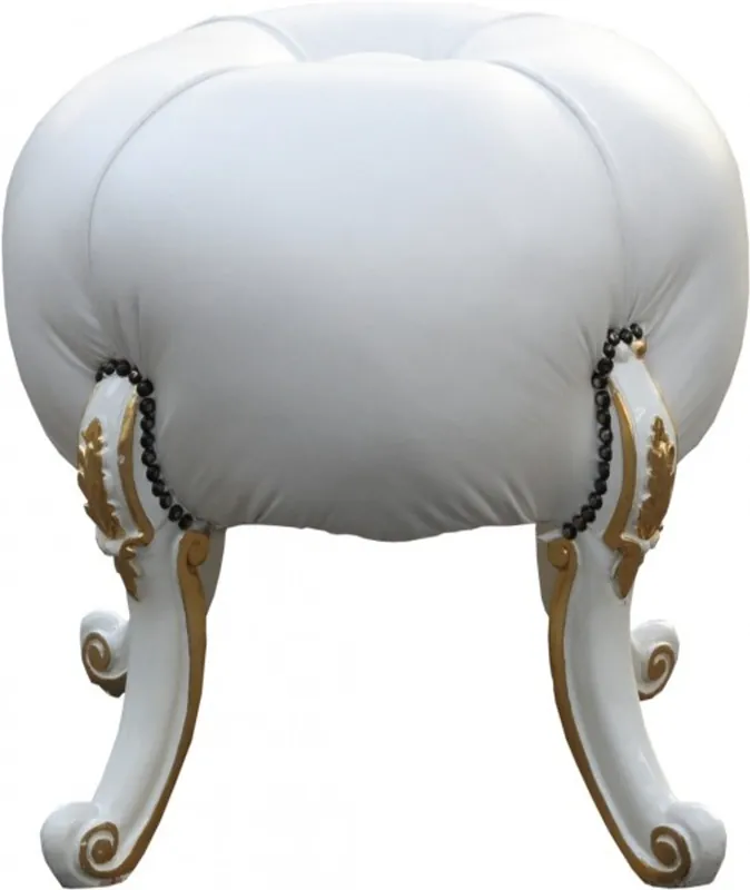Casa Padrino barocco Sgabello Mod2 - Rundhocker- Bianco / Oro - Mobili in stile barocco Top-Angebot