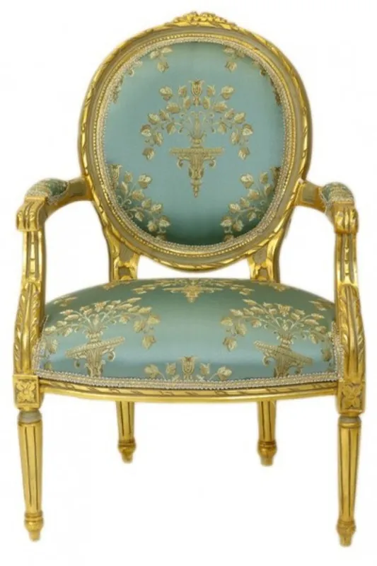 Expressversand Casa Padrino modello barocco medaglione Salon Chair Turchese / Oro Modello Versailles - Mobili in stile antico