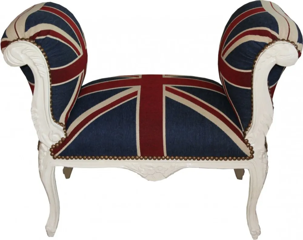 Aktuell Sgabello Casa Padrino barocco Sgabello Union Jack / Crema - Bench